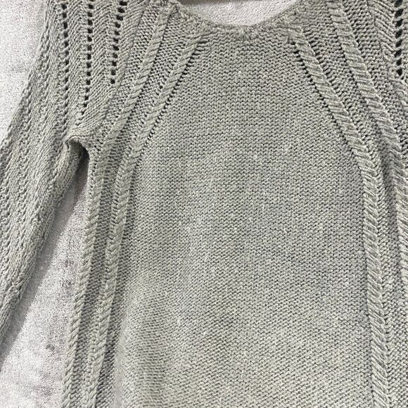 Max Studio Womens Open Knit Sweater Sz Large Grey V-neck Long Sleeve Wool Blend - Picture 9 of 11